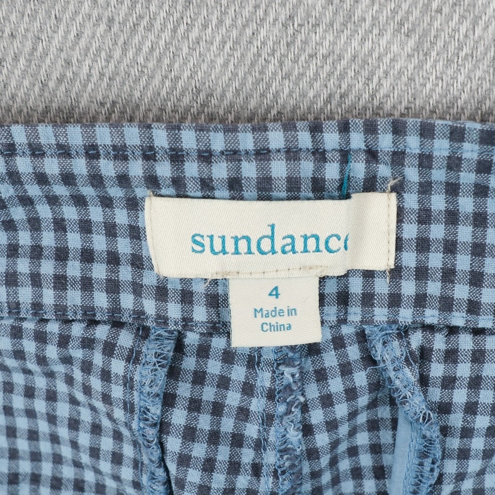 Sundance Pants Womens 4 Blue Gingham Ankle Linen Cotton 27 Waist 25.5 Inseam - Picture 6 of 15